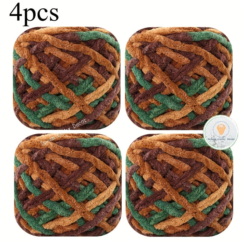 Polyester Yarn Pack 4 Thick Plush Texture For Knitting Crochet