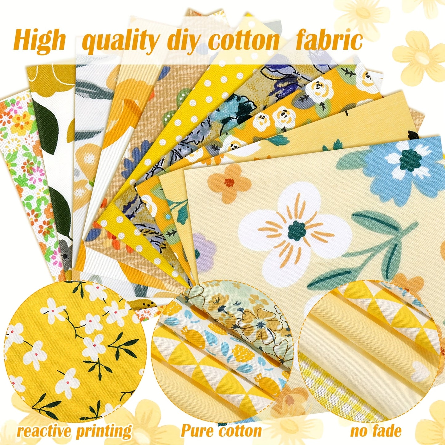 Outus Fabric Bundle Precut Squares Flower Print Quilting
