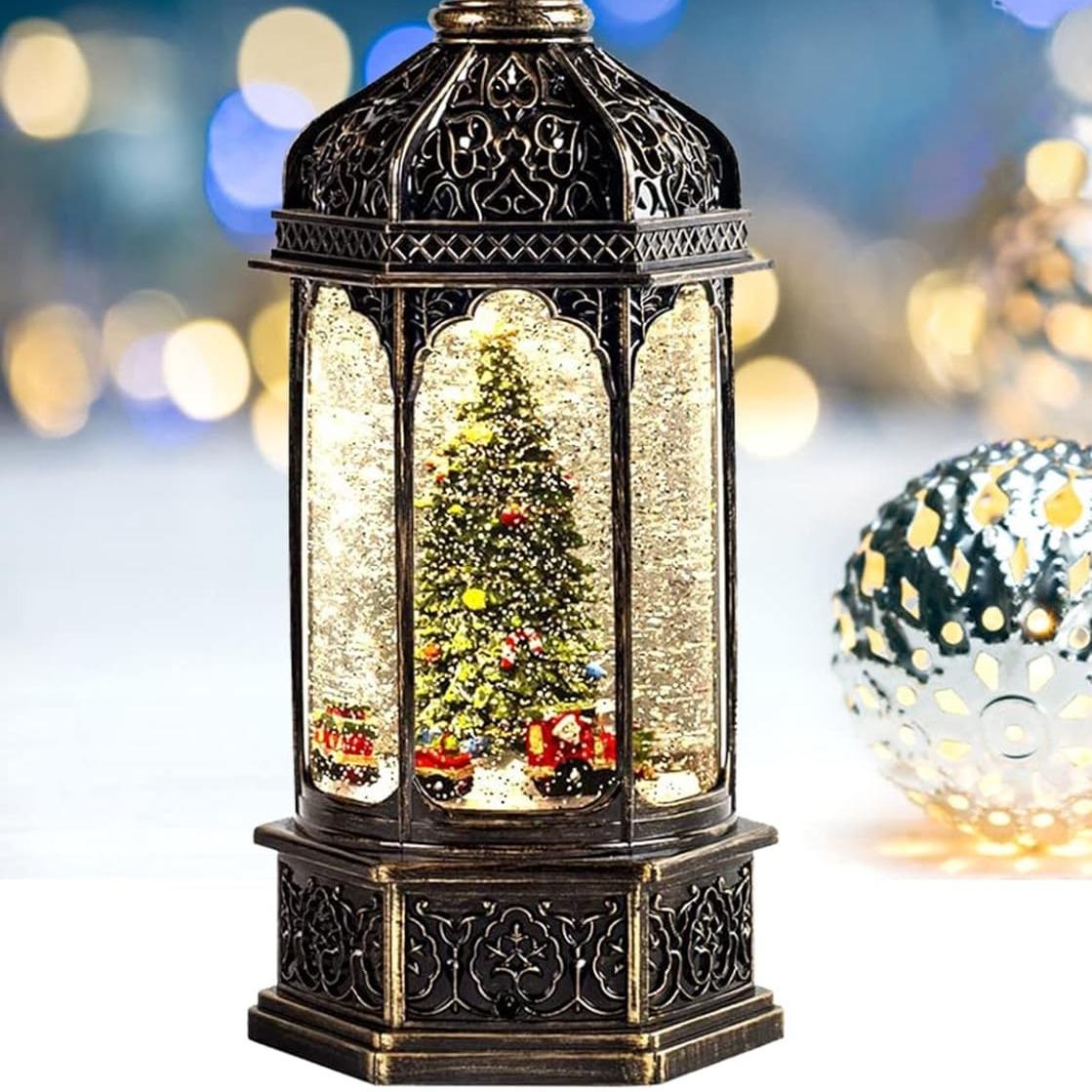 Christmas Snow Globes Musical Lantern With Timer For Friends