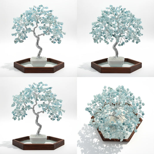 Handmade Crystal Tree of Life Bonsai Figurine for Home Decor