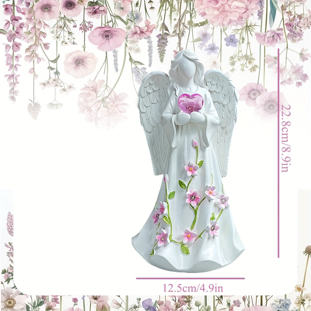 Angel Figurine Home Decor Led Light Loving Heart Ornament Gift
