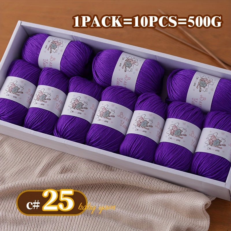 Soft Cashmere Yarn Set 500G 10 Skeins For Knitting