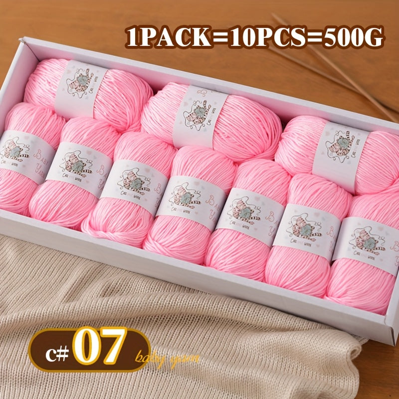 Soft Cashmere Yarn Set 500G 10 Skeins For Knitting